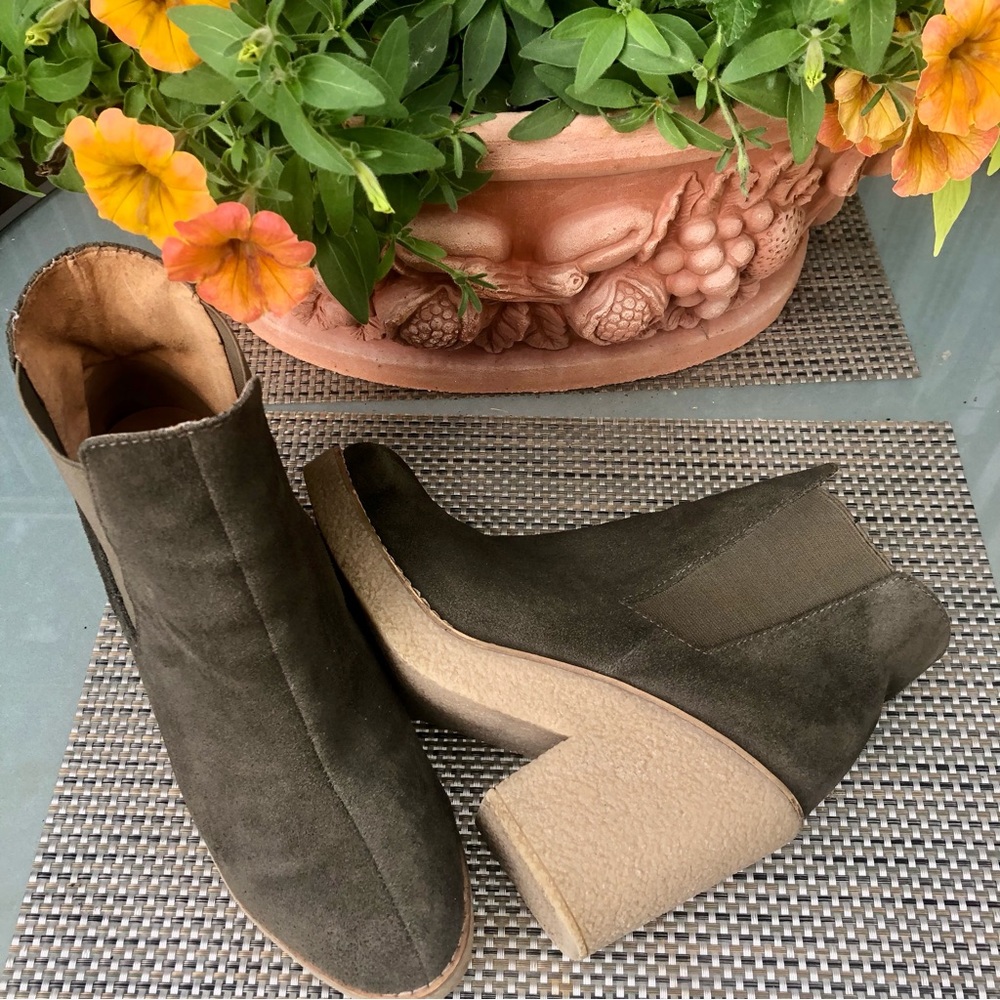 Free People Green Suede Platform Boots